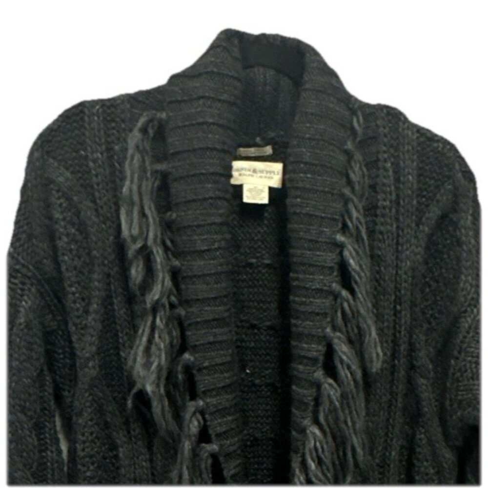 Denim & Supply Ralph Lauren Long Chunky Cable Knit Fringe Cardigan Alpaca Small - Picture 7 of 13